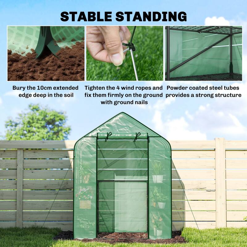 Outsunny 4.7' x 2.3' x 6.2' Small Greenhouse for Outdoors, 3 Tiers 6 Shelves, Portable Greenhouse with UV-resistant PE Cover