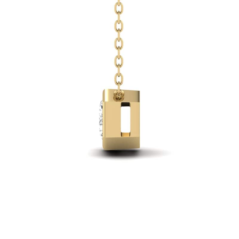 Marquee Lab Grown 1/2 Carat Emerald Cut Bezel Set Diamond Solitaire Pendant in 14K Yellow Gold