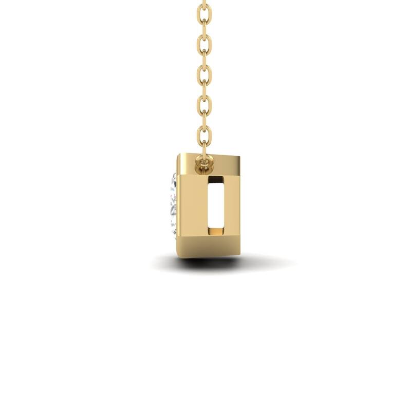 Marquee Lab Grown 1/4 Carat Emerald Cut Bezel Set Diamond Solitaire Pendant in 14K Yellow Gold