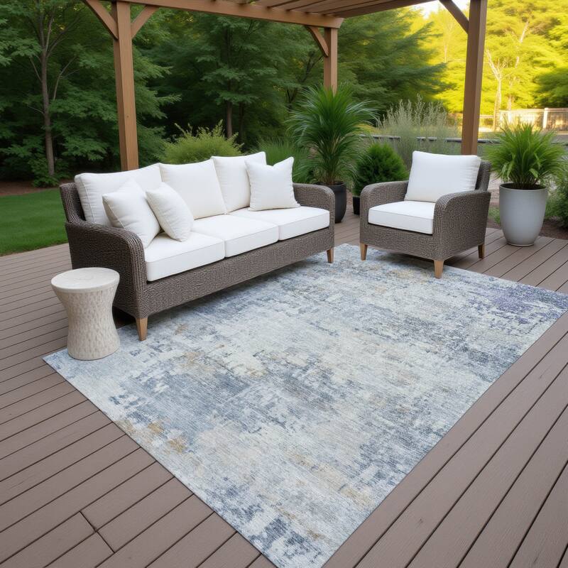 Machine Washable Indoor/ Outdoor Modern Casual Chantille Rug