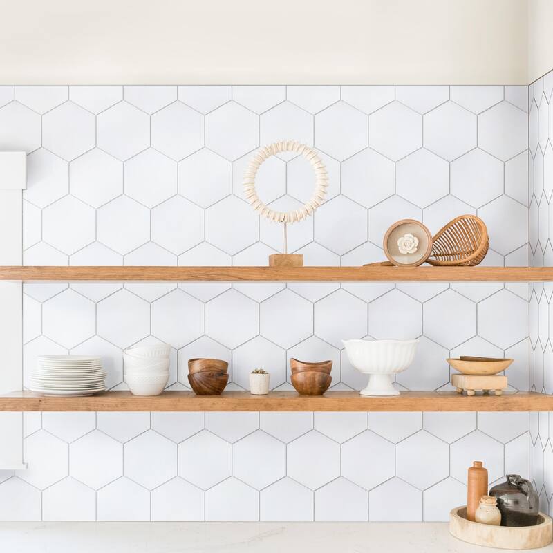 Merola Tile Horizon Hex Blanco 7-3/4" x 9" Porcelain Floor and Wall Tile - Sample swatch