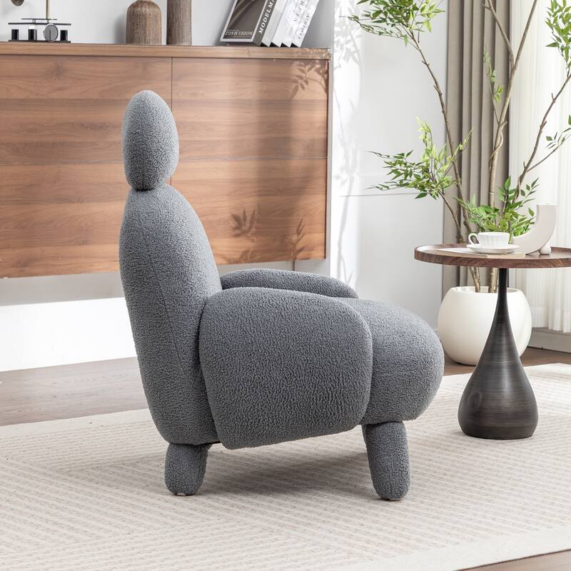 SEYNAR Modern Faux Sherpa Upolstered High Back Armless Accent Chair