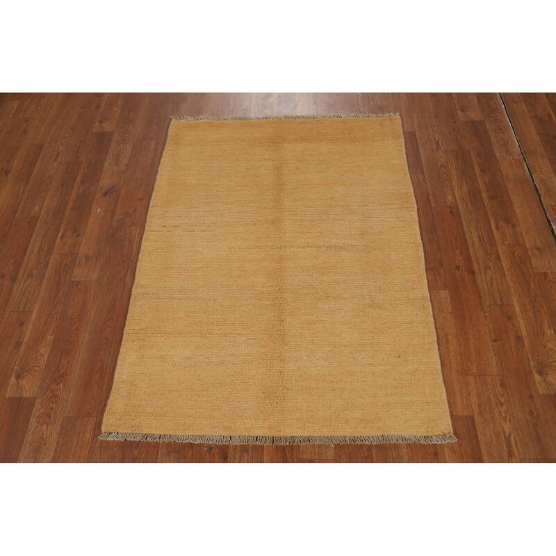 Modern Gabbeh Oriental Foyer Rug Handmade Yellow Wool Carpet - 2'9"x 3'8"