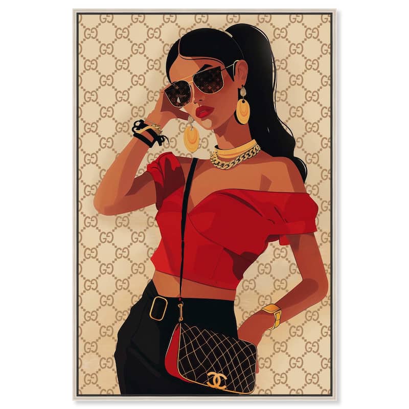 Her Stylish Red Look Canvas by Art Remedy - Silver - 20" x 30"