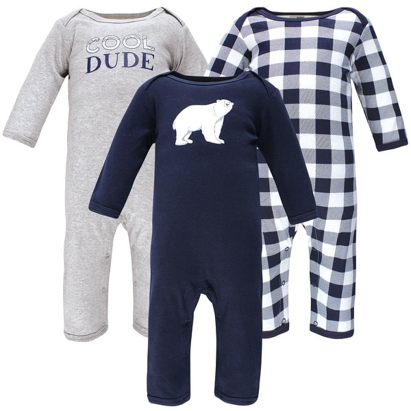 slide 1 of 1, Hudson Baby Infant Boy Cotton Coveralls, Polar Bear 0 - 3 Months - Blue