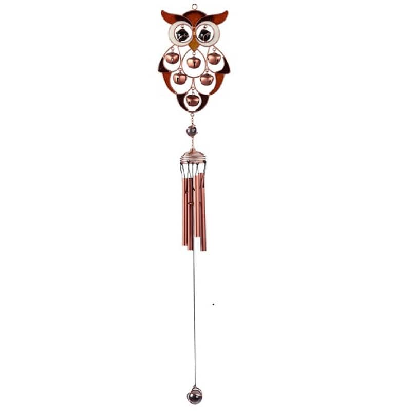 Q-Max 30" Long Owl Copper and Gem Wind Chime Garden Patio Decoration