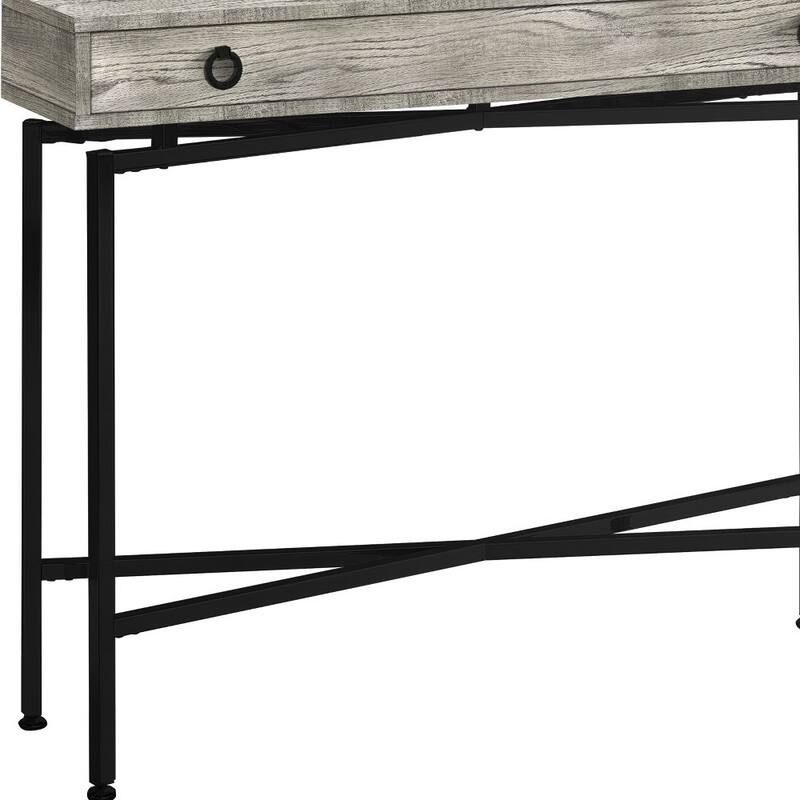 43 Inch Modern Console Table Wood Veneer Top with Drawer and Black Steel Base for Entry Hall - 42.5”L x 12”W x 32.5”H