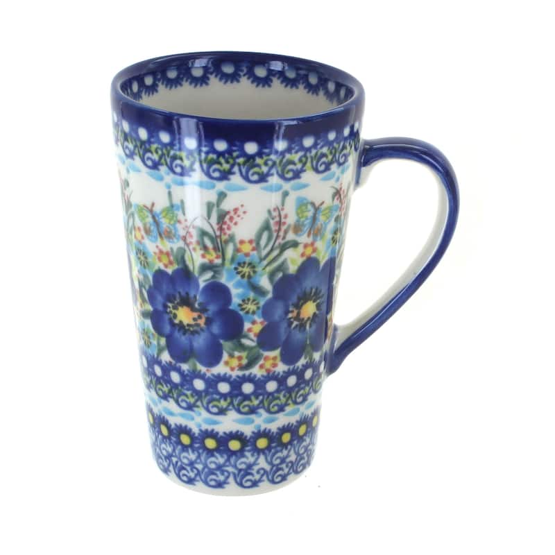 Blue Rose Polish Pottery 468 Vena Large Coffee Mug