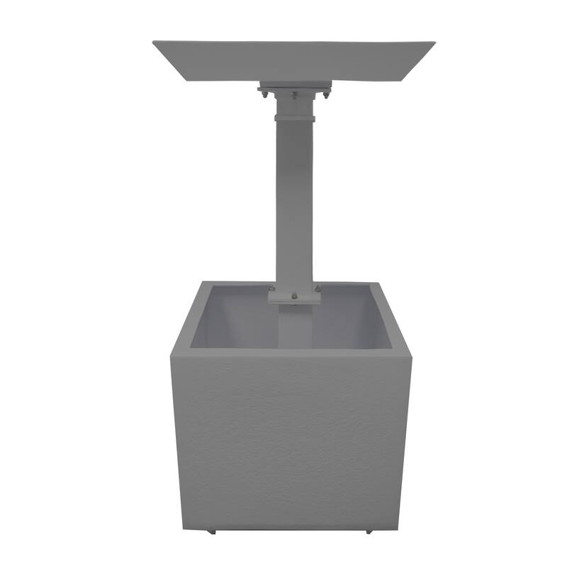 Modern Square Cast Aluminum Metal 35-in Bird Bath and Planter Vase Combo