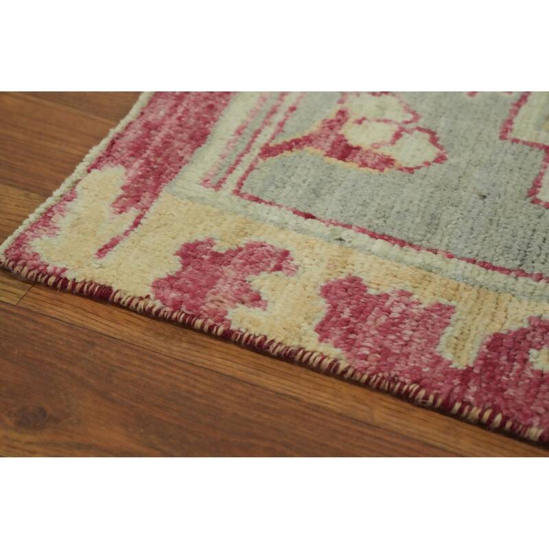 Handmade Wool Oushak Turkish Area Rug, Medallion Geometric Carpet - 11' 9'' X 9' 2''