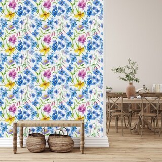 Blue Flowers Wallpaper - Bed Bath & Beyond - 35646965