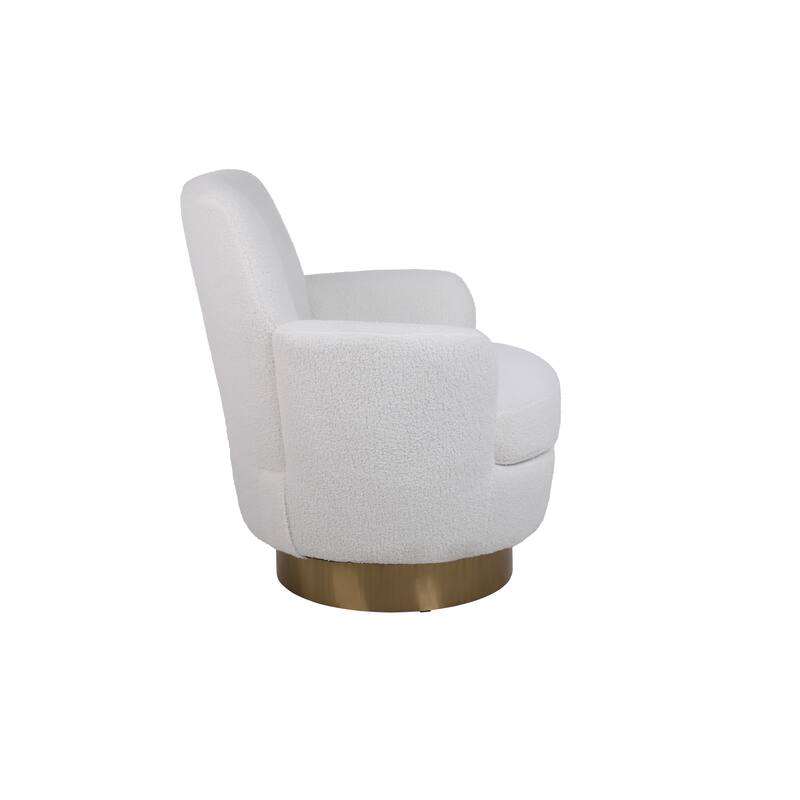 Swivel Barrel Chair, Swivel Accent Chairs Armchair,Round Barrel Chairs with Gold Stainless Steel Base - Ivory