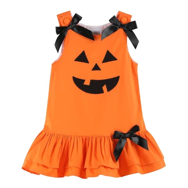 slide 2 of 4, Jack-O-Lantern Pumpkin Halloween Ruffle Dress
