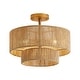 preview thumbnail 14 of 19, Bohemian 3-Light Antique Gold Natural Jute Rope Drum Semi-Flush Mount Ceiling Light - 15.4" W x 12.6" H