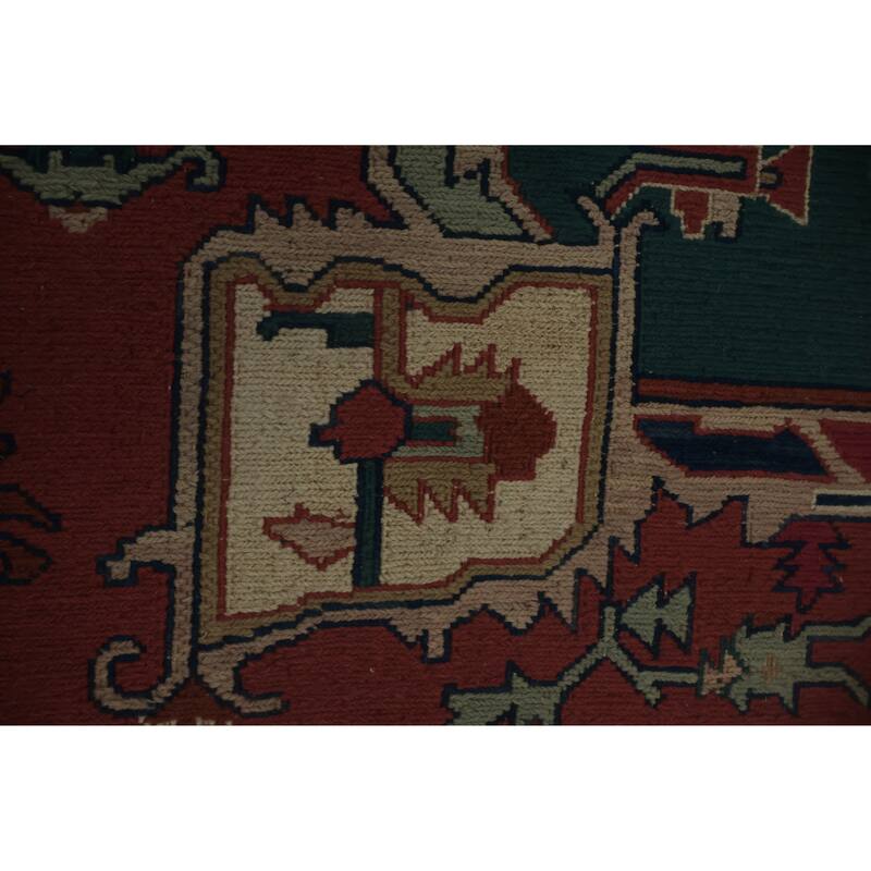Hand Knotted Oriental 100% Wool Carpet Traditional Geometric Navy Blue & Blues Sumak Area Rug - 11' 11'' X 9' 0''