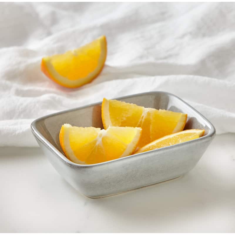 Stinson Light Gray Ceramic Small Serving Bowl 8oz Dishwasher Safe 1.8in H x 5.6in L x 4in W Everyday Use