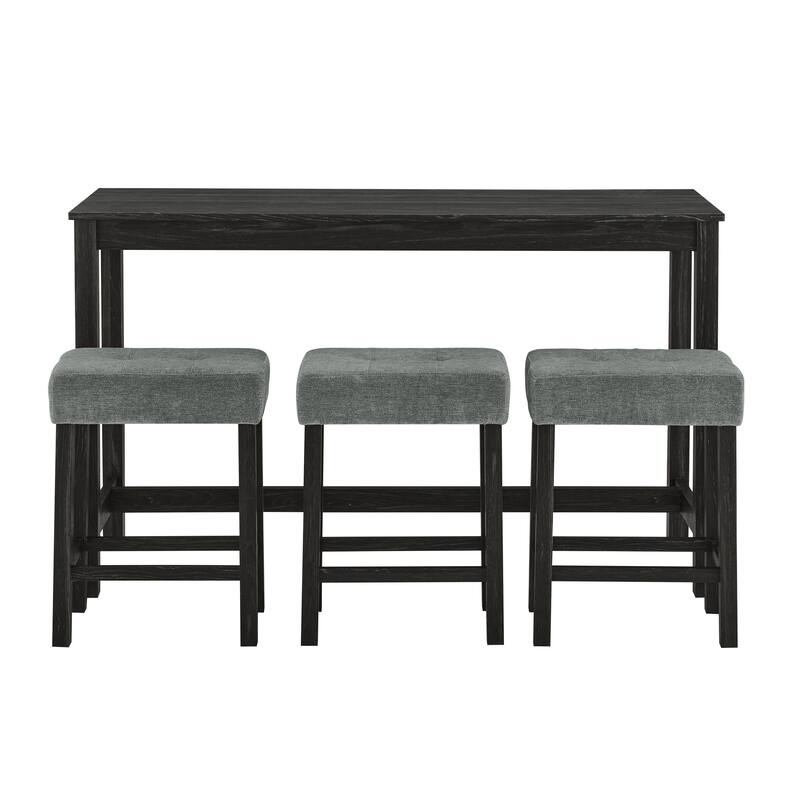 Bar Table, Dining Table, Sofa Table with Power Outlet, 3 Upholstered Stools, 4 Piece Bar Table and Chair Set