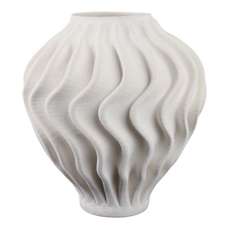 Porcelain Sculptural Vase with Textured Wave Design Modern Form