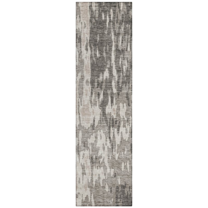Machine Washable Indoor/ Outdoor Abstract Contemporary Chantille Rug
