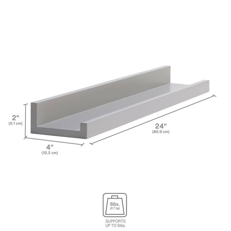 Melannco Floating MDF Photo Ledge, 24 Inch, Dark Gray
