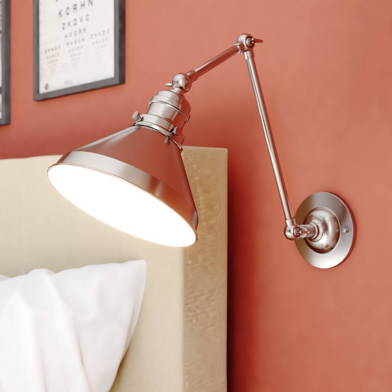 Alexis Reading Light Adjustable Swing Arm Wall Lamp with Metal Shade