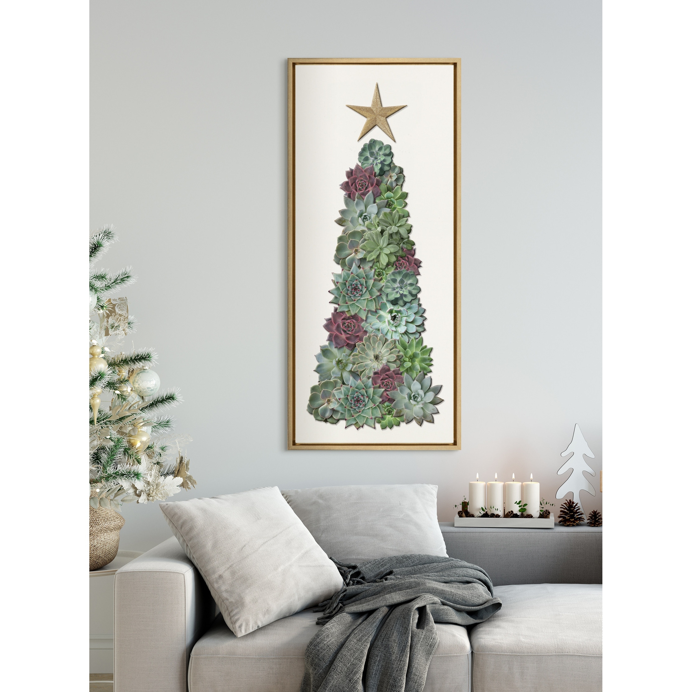 Kate and Laurel Sylvie Holiday Succulent Tall Tree Framed Canvas by The  Creative Bunch Studio On Sale Bed Bath  Beyond 32411251