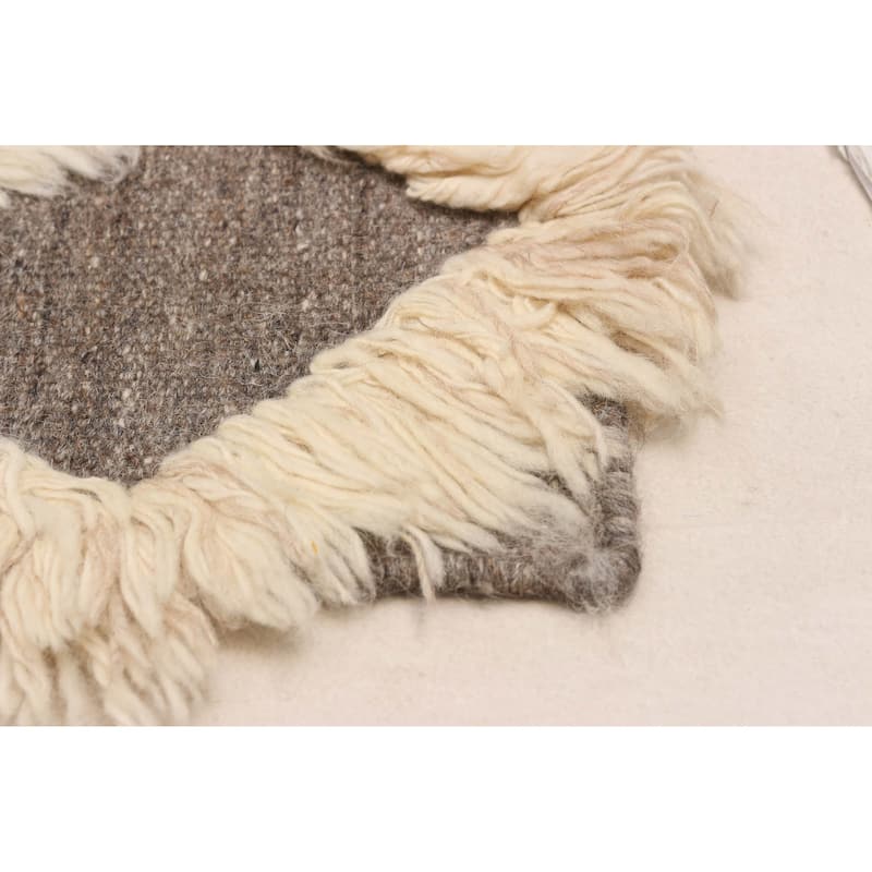 ECARPETGALLERY Flat-Weave Marrakech Cream, Taupe Wool Kilim - 6'11 x 9'9