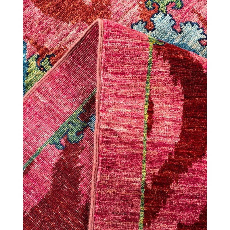 Overton Handknotted Wool Vintage Inspired Contemporary Suzani Pink Area Rug - 17' 10" x 9' 0"
