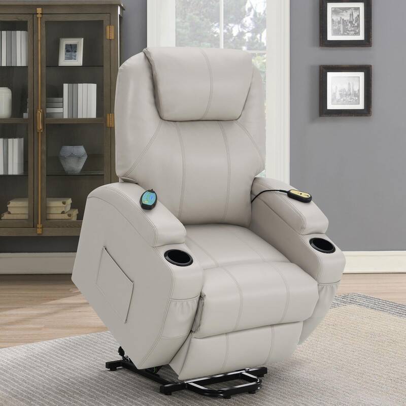 Rexford Power Lift Recliner Chair with Massage Champagne