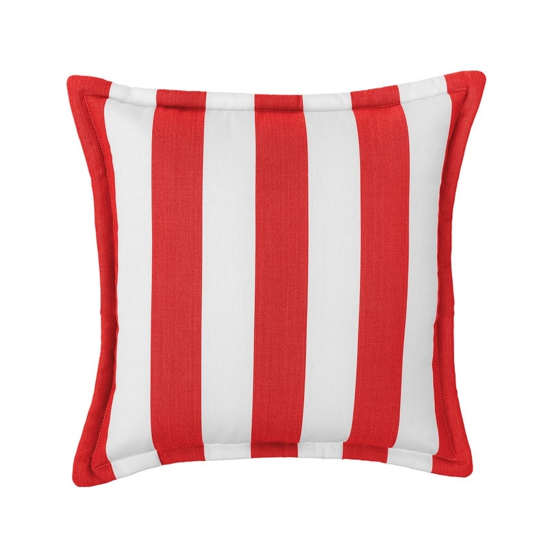 Sherry Kline Indoor/Outdoor Cabana Stripe 20" Flanged Filled Pillow Set of 2 - Red/White