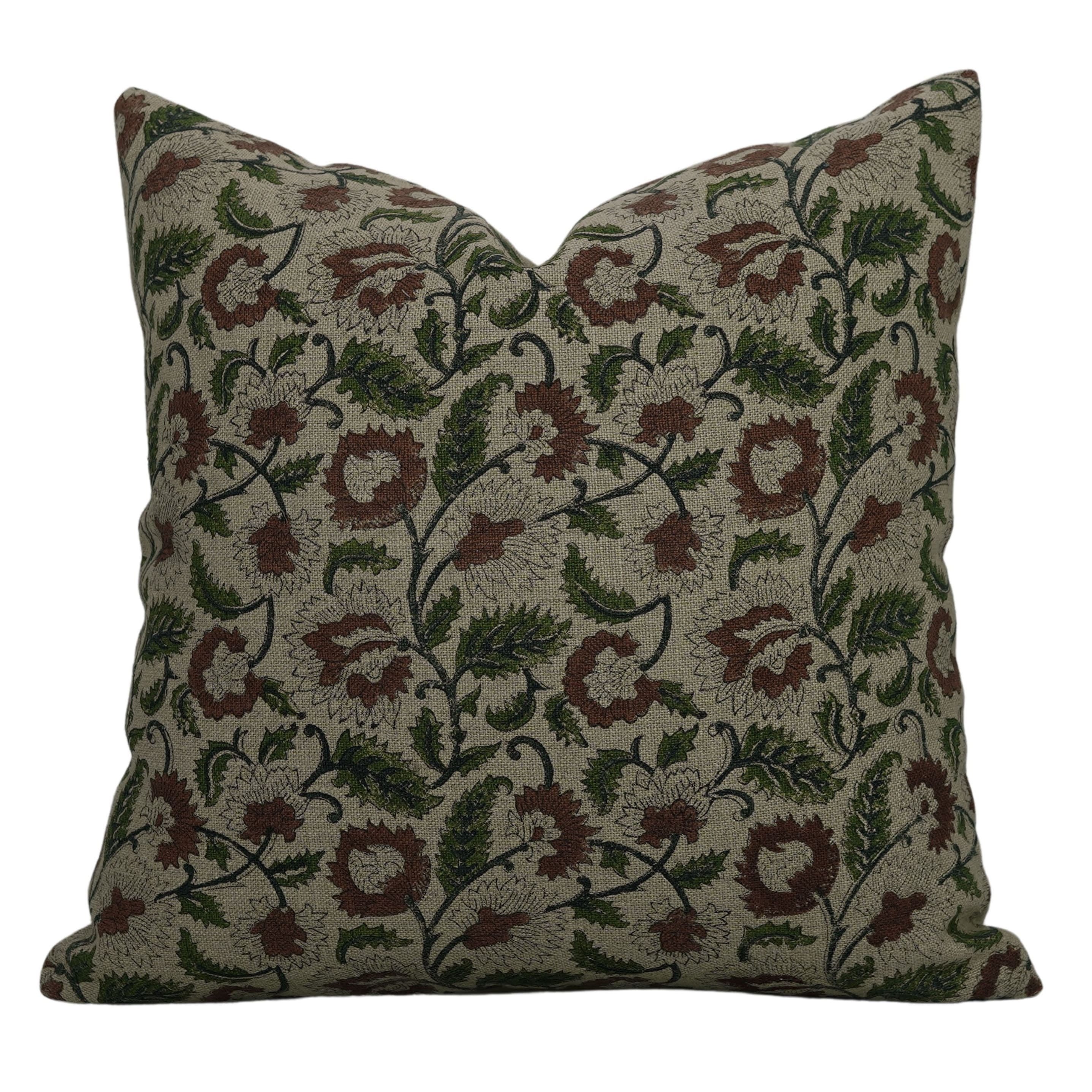 Fabdivine Heavy Linen Block Print Cushion Cover Neutral Decor, Mandakani