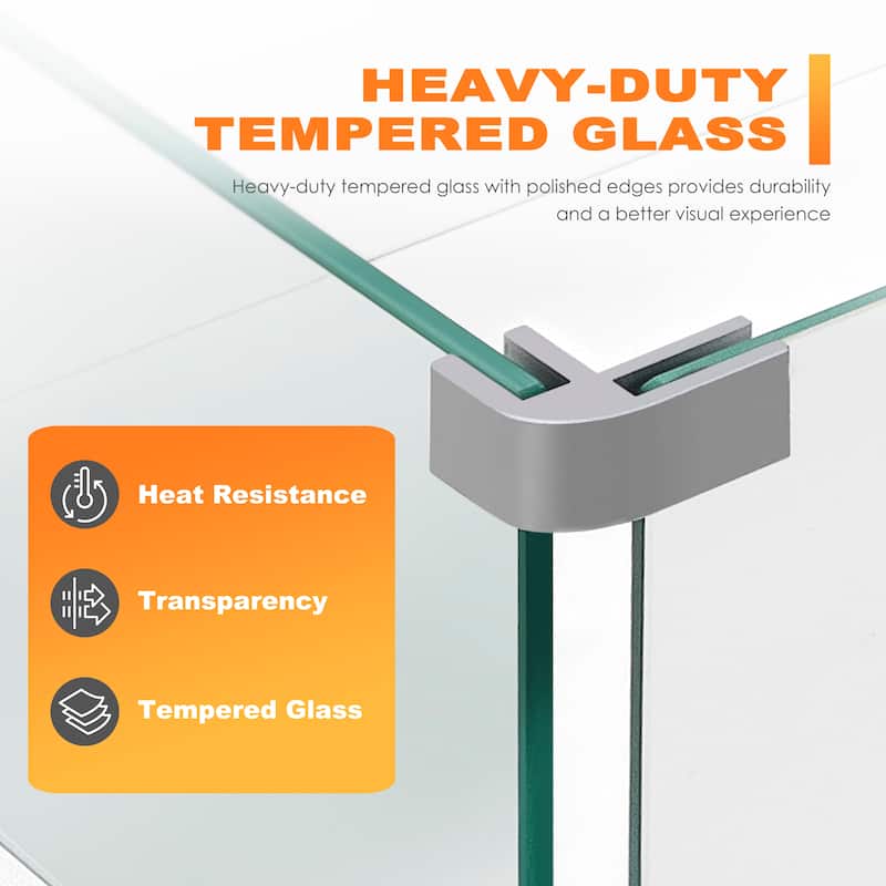 Rectangular Fire Pit Wind Guard, Transparent Tempered Glass