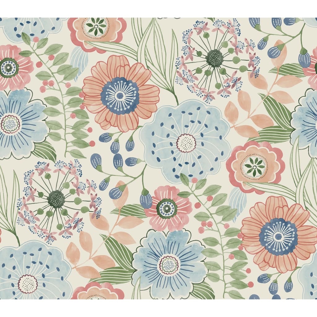 York Wallcoverings Artistic Bouquet Multicolor Wallpaper