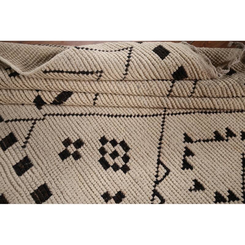 All-Over Abstract Moroccan Oriental Rug Hand-Knotted Wool Carpet - 7'8"x 10'7"