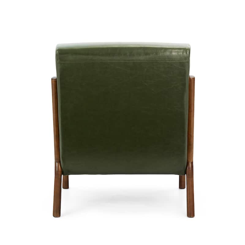 Glitzhome 30.75"H Mid-Century Modern PU Leather Accent Armchair with Rubberwood Frame - 25.75"L x 33.75"W x 30.75"H