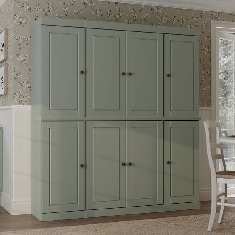 Palace Imports 100% Solid Wood Pantry Cabinet, Raised Panel Doors, 2 Drawers, Adjustable Shelves, 65" Wide, 71.5" Tall