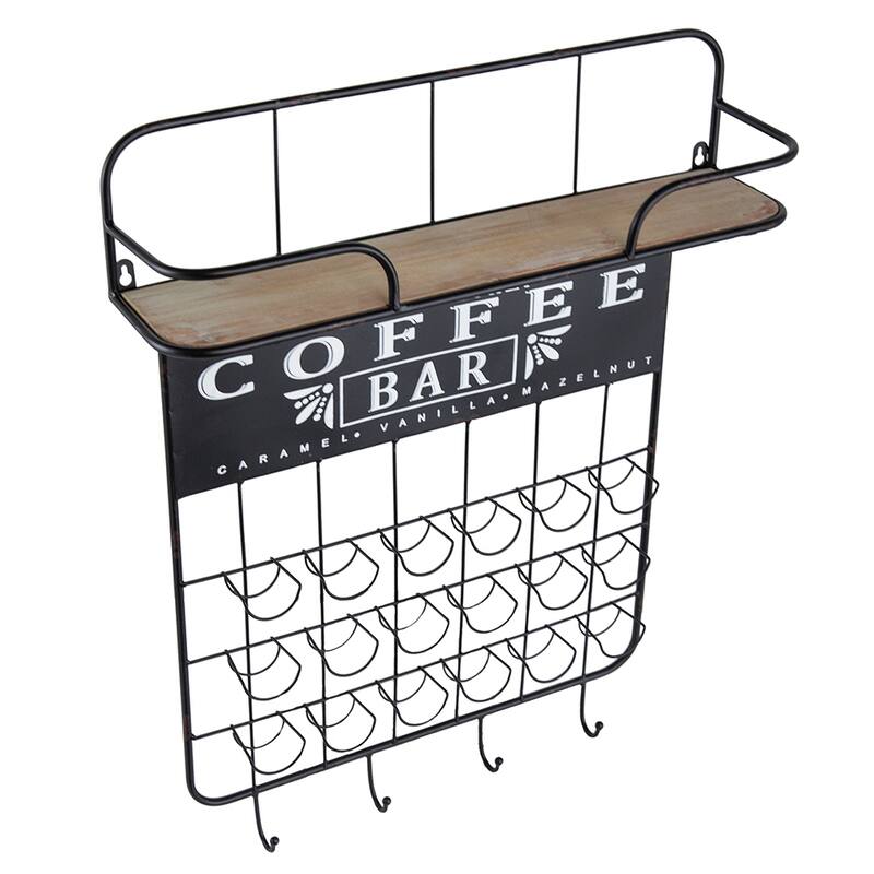 Floating Coffee Bar Shelf w/Coffee Pod Holder,Hooks and Storage Shelf