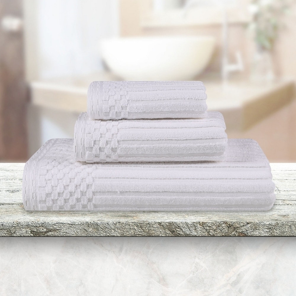 Superior Soho 3-Piece Ribbed Cotton Towel Set in Assorted Colors  -image