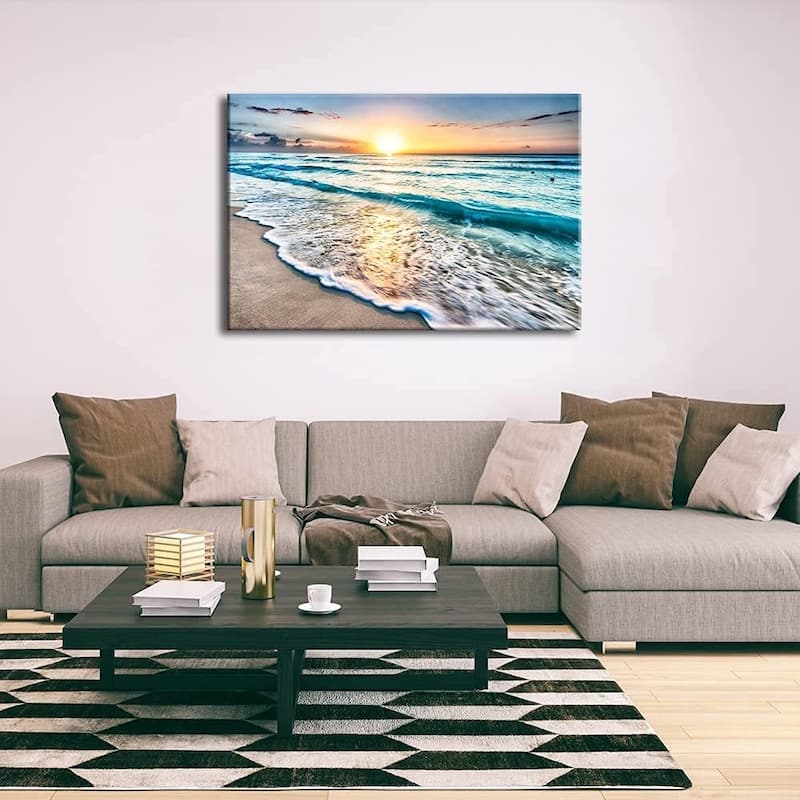 Sea Waves Large Canvas Prints Wall Art Ocean Beach Pictures