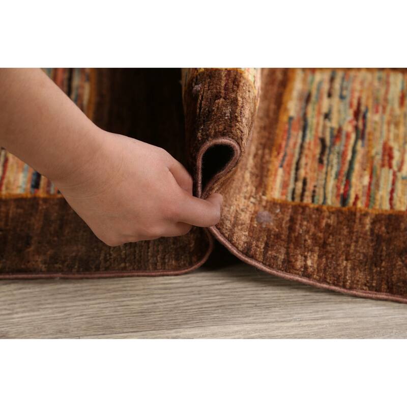 Checkered Gabbeh Kashkoli Oriental Wool Area Rug Handmade Carpet - 5'5" x 9'1"