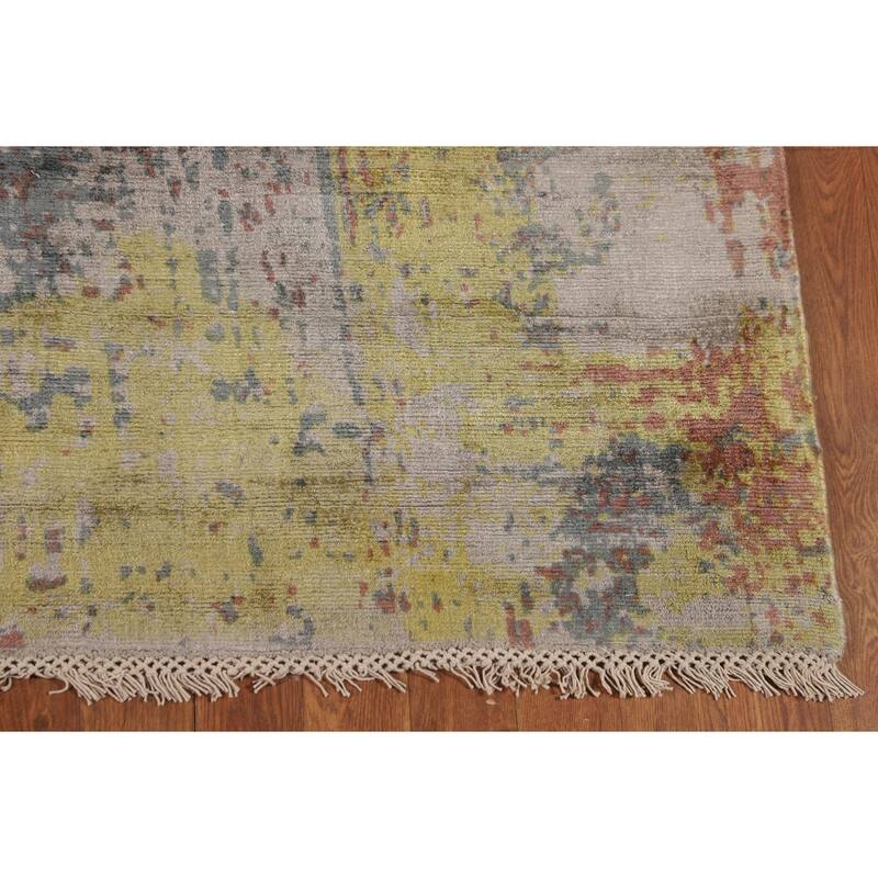 Multicolor Abstract Modern Area Rug Hand-Knotted Wool Carpet - 4'10"x 7'6"