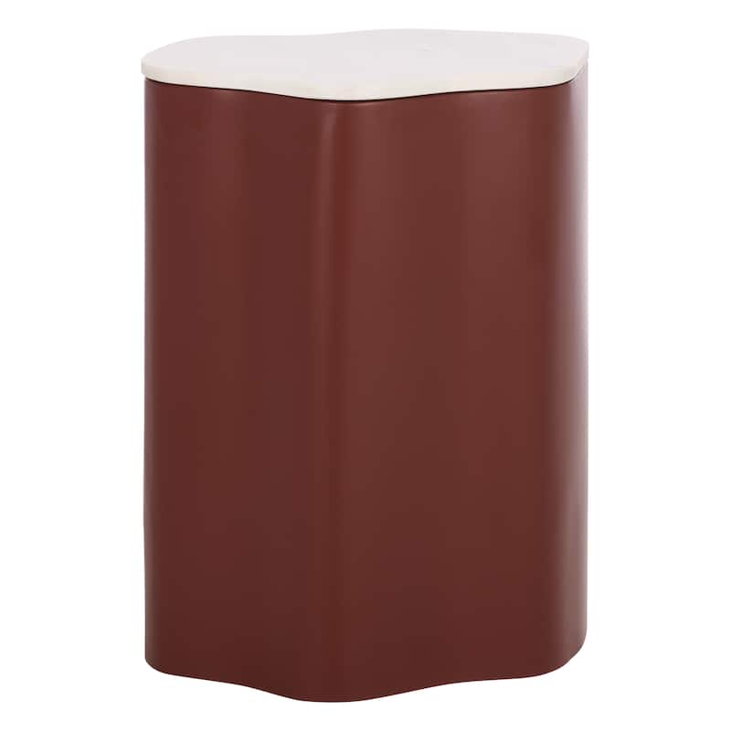 SAFAVIEH Home Kanon Accent Table, Fully Assembled - 22"W x 16"D x 25"H - White/Bordeaux