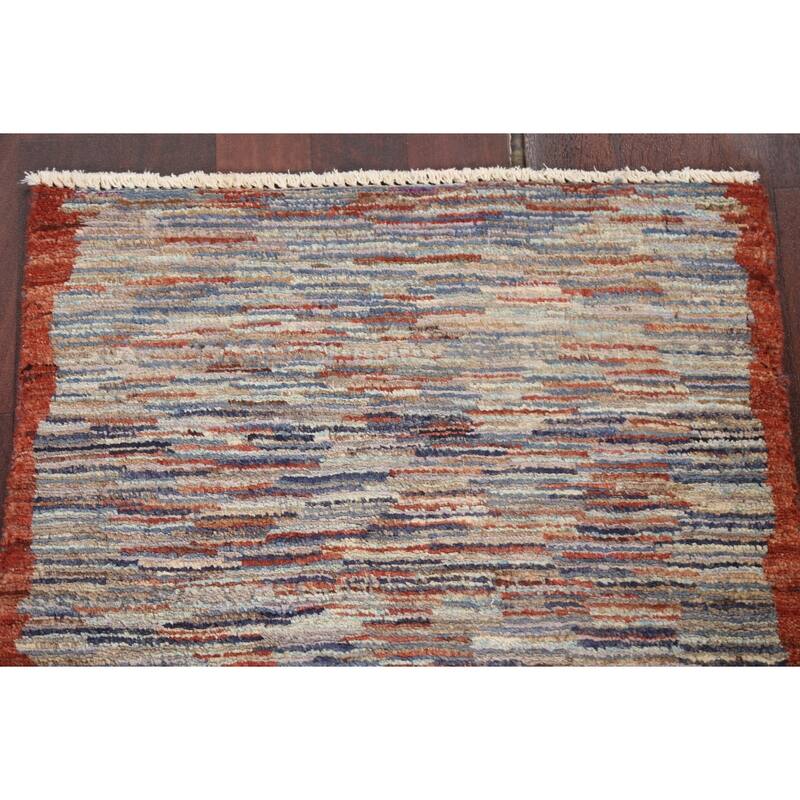Modern Striped Gabbeh Kashkoli Oriental Area Rug Handmade Wool Carpet - 2'1" x 3'0"