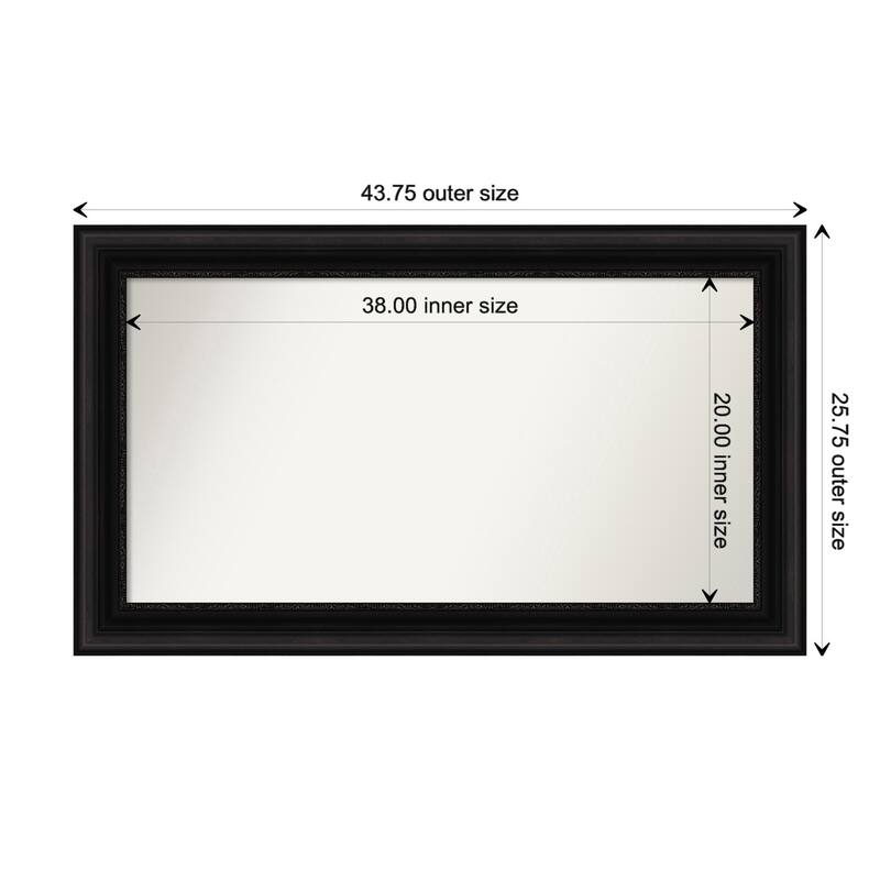 Parlor Black Framed Non-Beveled Custom Wall Mirror, Bathroom Vanity Mirror - Outer Size: 43.75 x 25.75