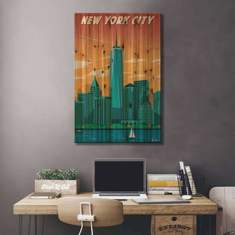 New York City II Print On Wood by IdeaStorm Studios - Multi-Color