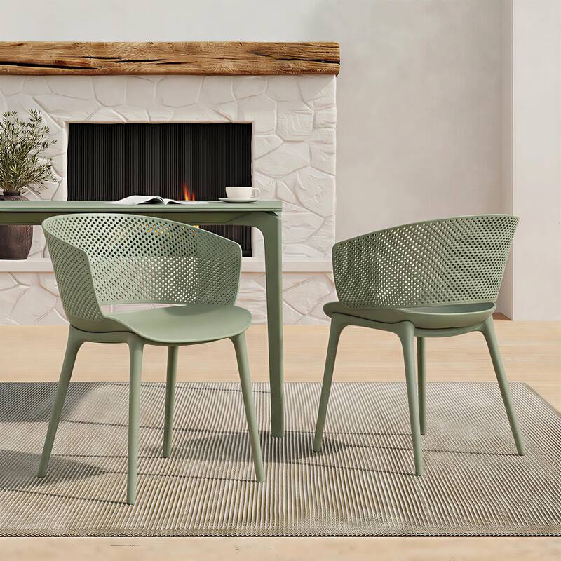 Christopher Knight Home - Gerald Modern Outdoor Plastic Dining Chair (Set of 2)