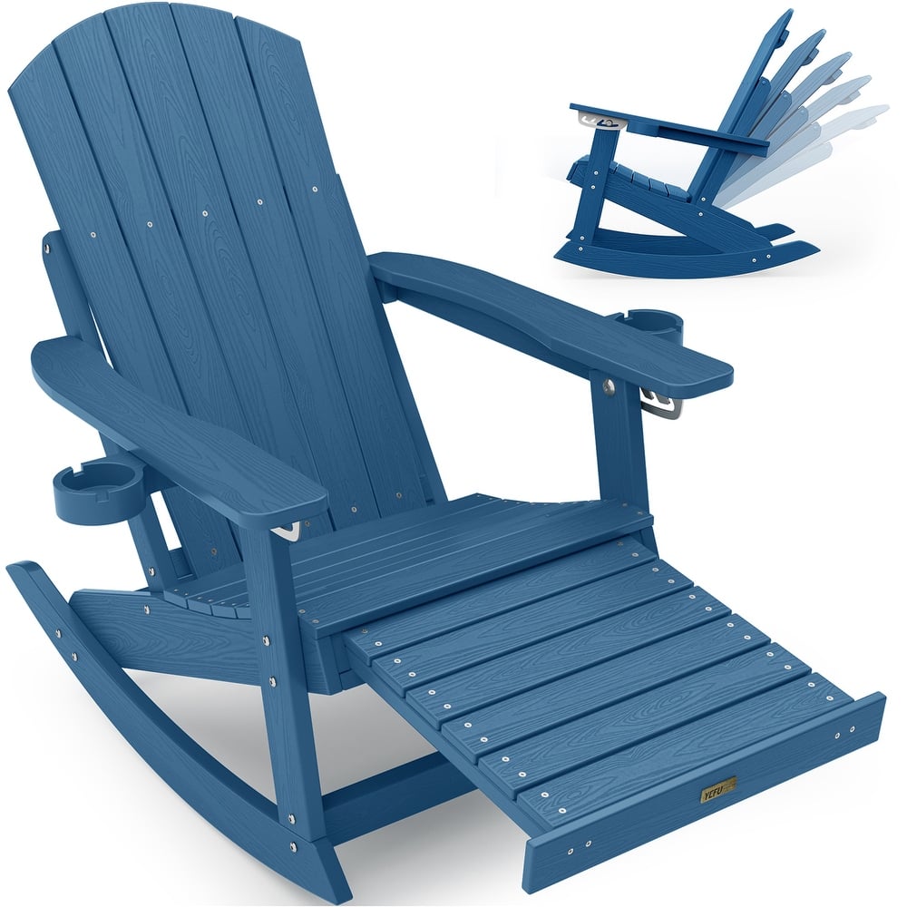WINSOON Adirondack Chair Composite Rocking Chair Outdoor Weatherproof Plastic Adjustable