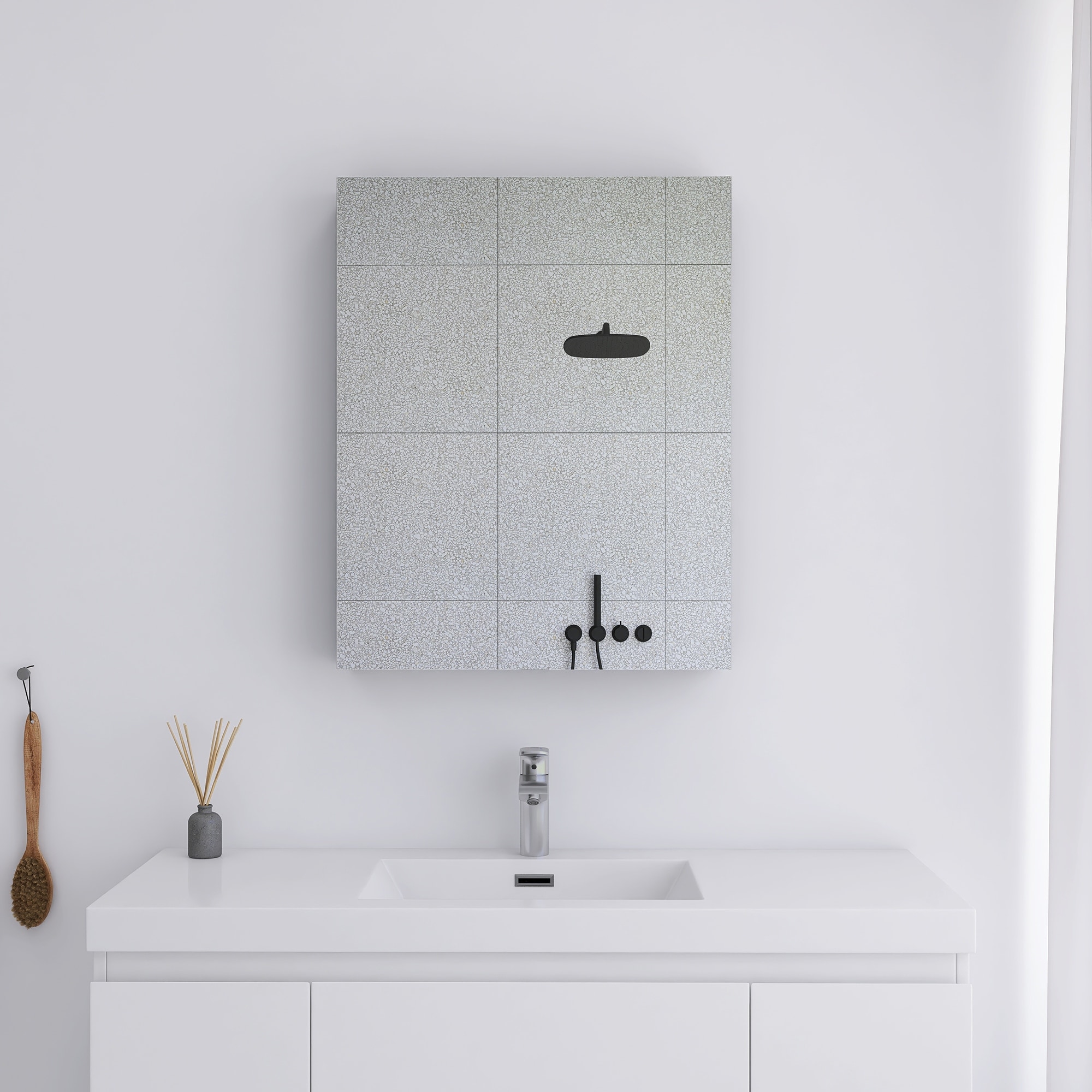 Unbranded Modern 24 in. W x 32 in. H Rectangular Aluminum Medicine Cabinet with Mirror for Bathroom