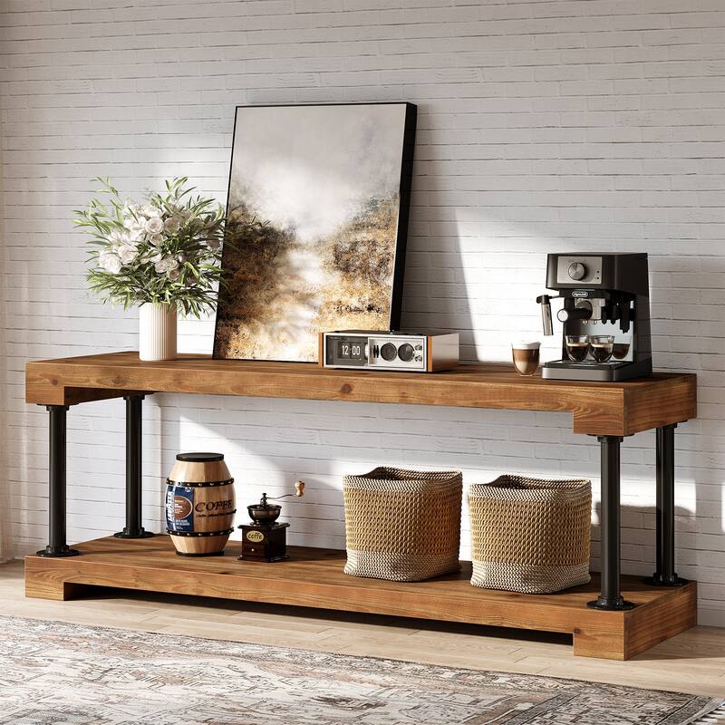 63" Solid Wood TV Stand For 75-Inch TV - 63.0" W x 13.8" D x 21.7" H