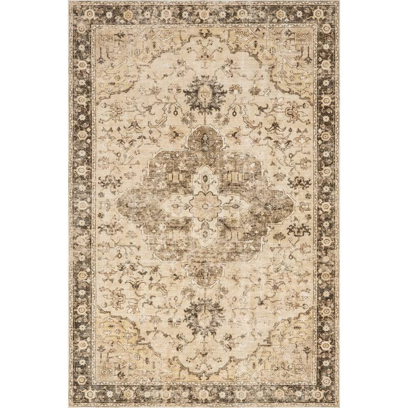 Amaryllis Medallion Machine Washable Area Rug